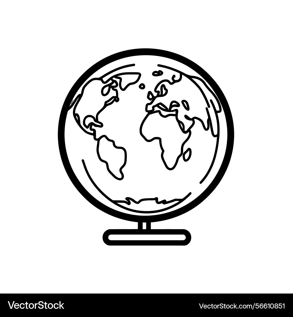 Globe outline on stand simple design world map vector image