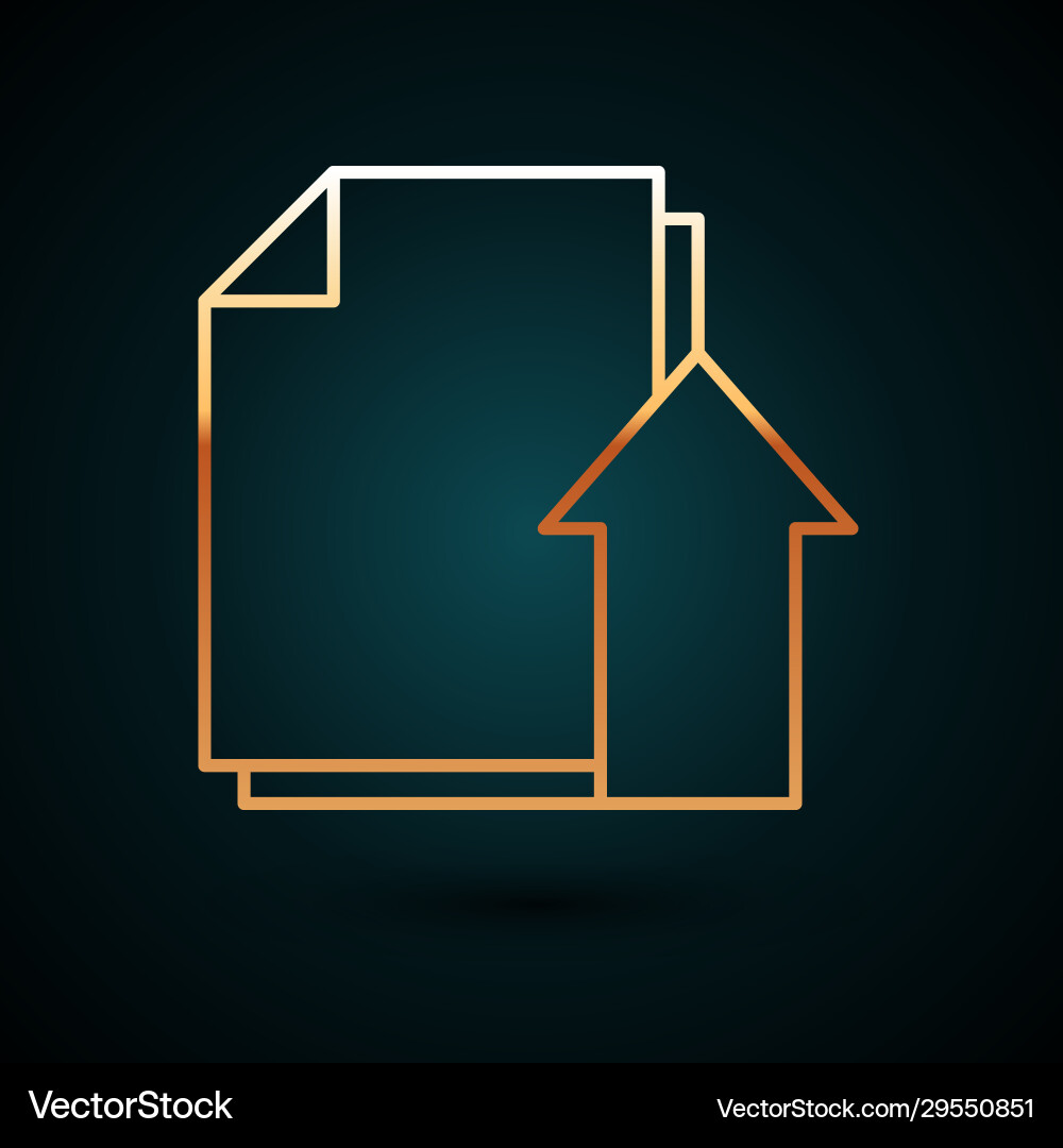 Gold line upload file document icon isolated Gold line upload file document icon isolated vector image