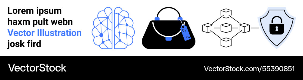 Neural network blockchain technology handbag Neural network blockchain technology handbag vector image