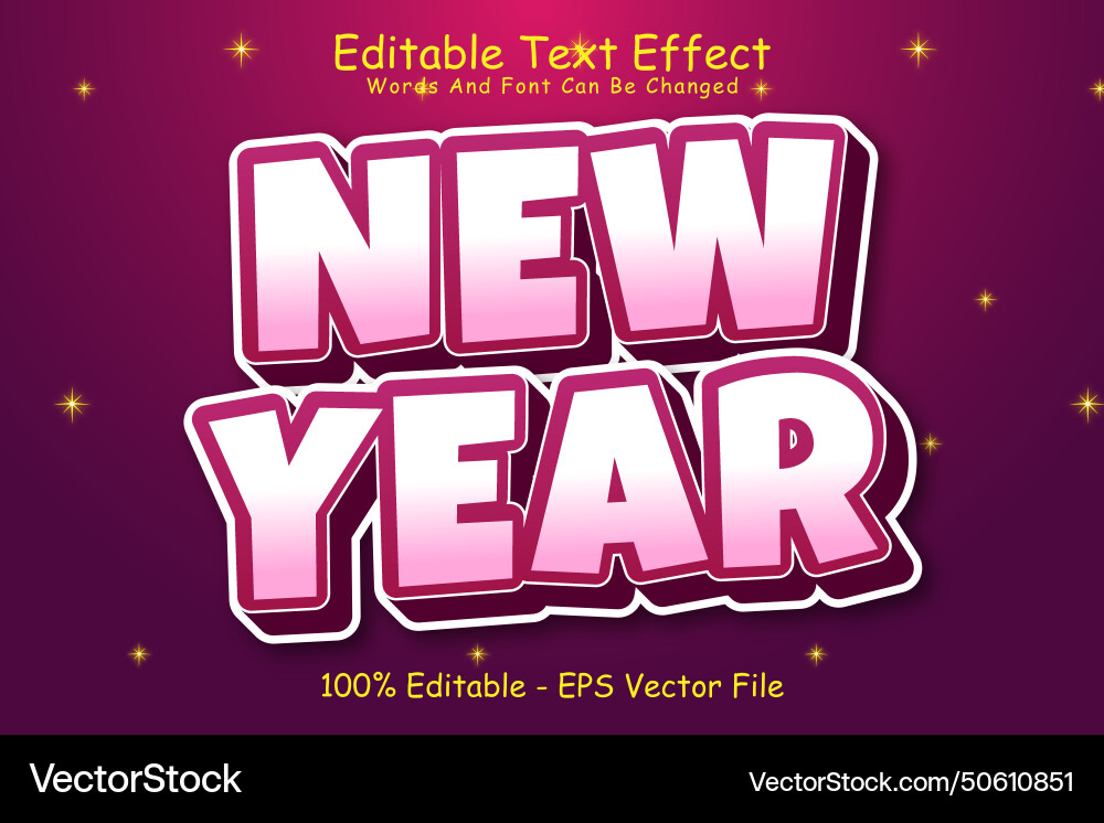 New year editable text effect 3 dimension emboss New year editable text effect 3 dimension emboss vector image