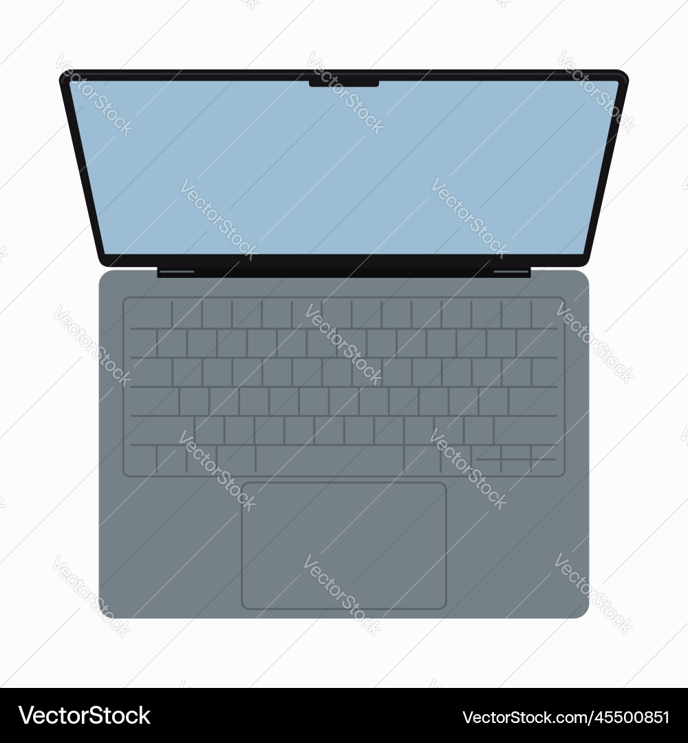 Open laptop with display and keyboard top view vector image