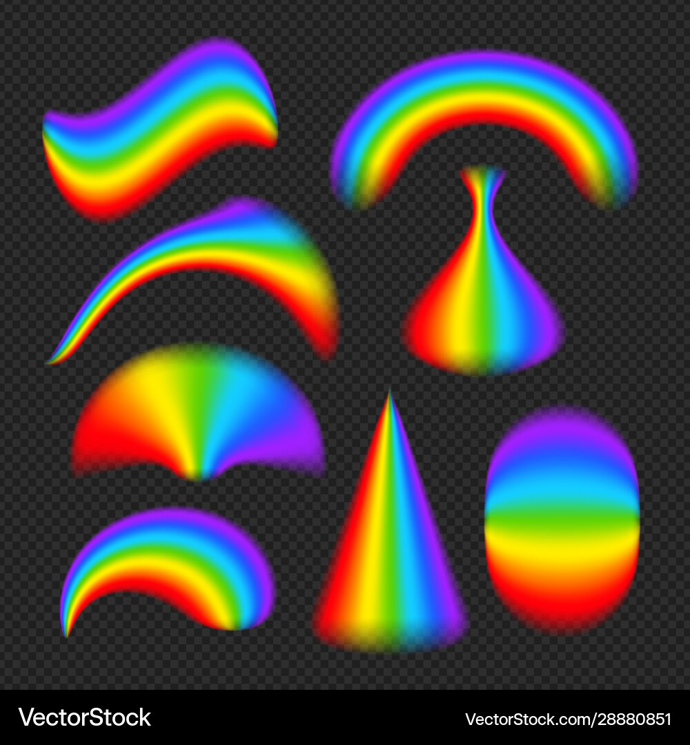 Rainbows in different shape realistic set Rainbows in different shape realistic set vector image