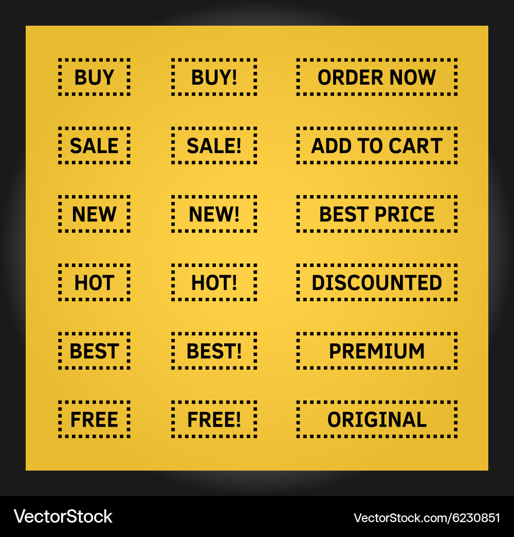 Rectangular buttons with dashed stroke vector image