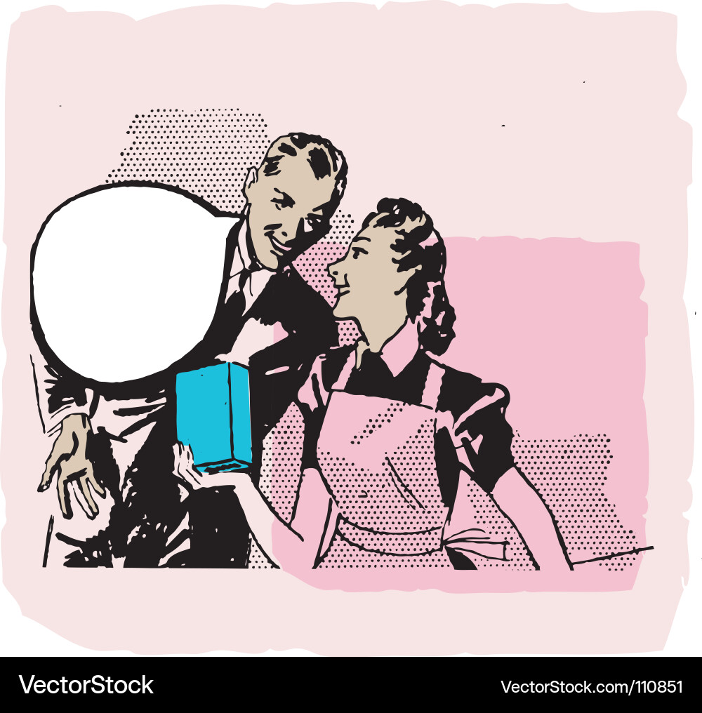 Retro Couple Advertisement Vector Image