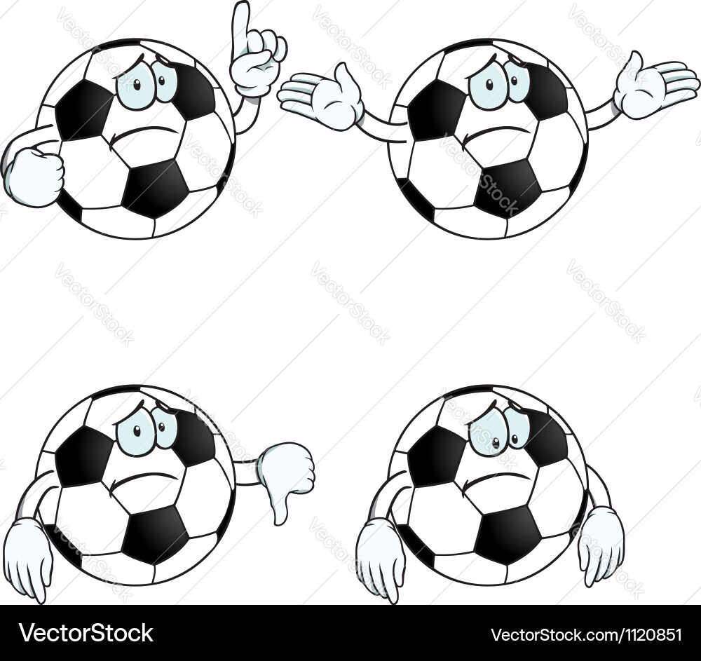 Sad cartoon football set vector image
