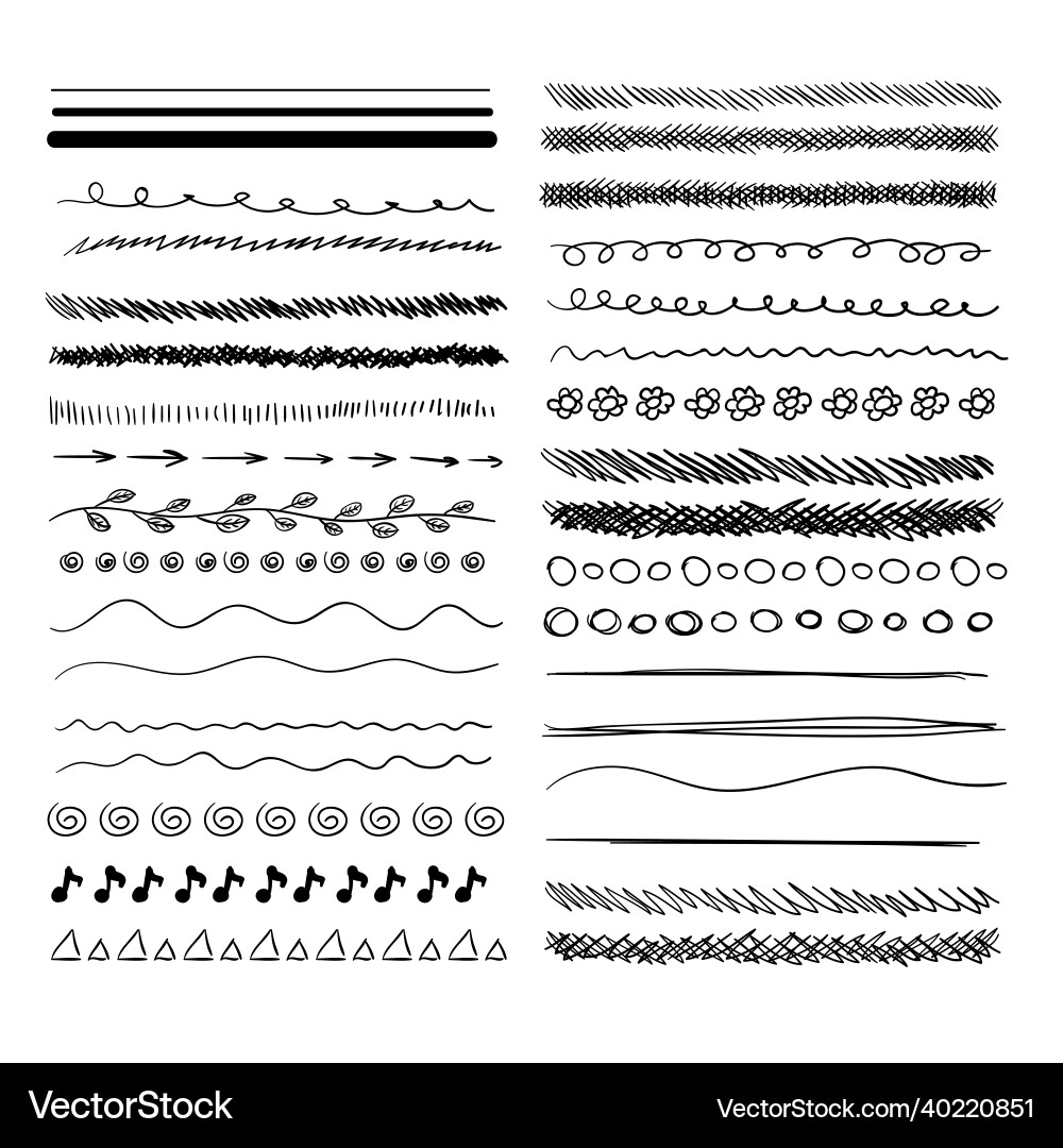 Set of doodle sketches scribble lines vector image