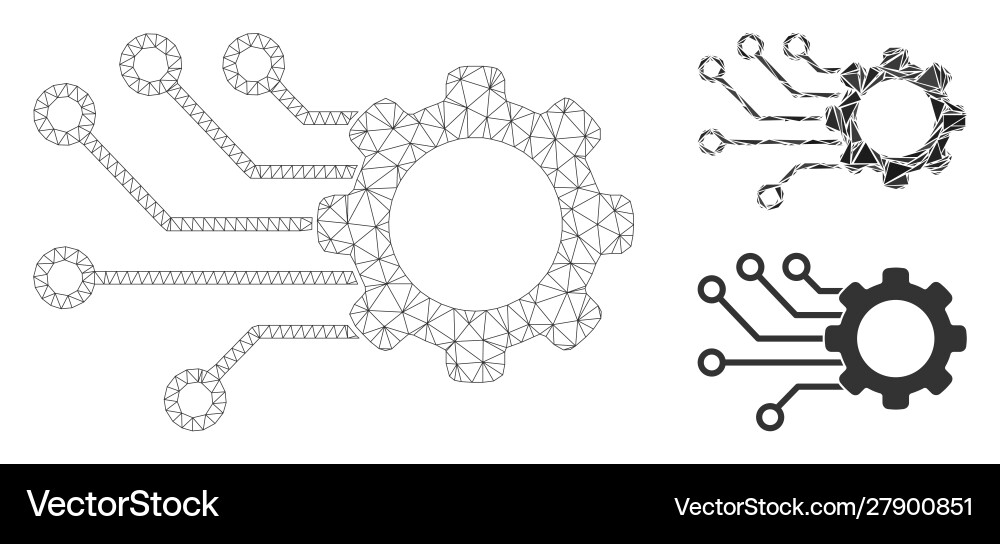 Smart gear mesh network model and triangle Smart gear mesh network model and triangle vector image