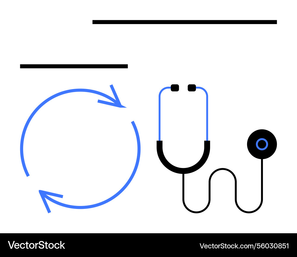 Stethoscope and circular arrows representing Stethoscope and circular arrows representing Vector Image