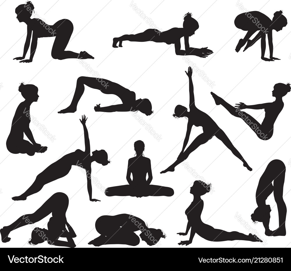 Woman Yoga Silhouettes Vector Image