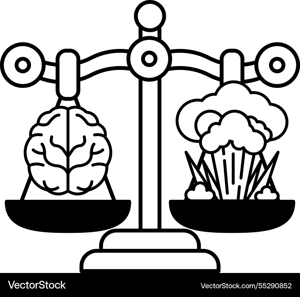 A scale with two sides one side has brain A scale with two sides one side has brain vector image