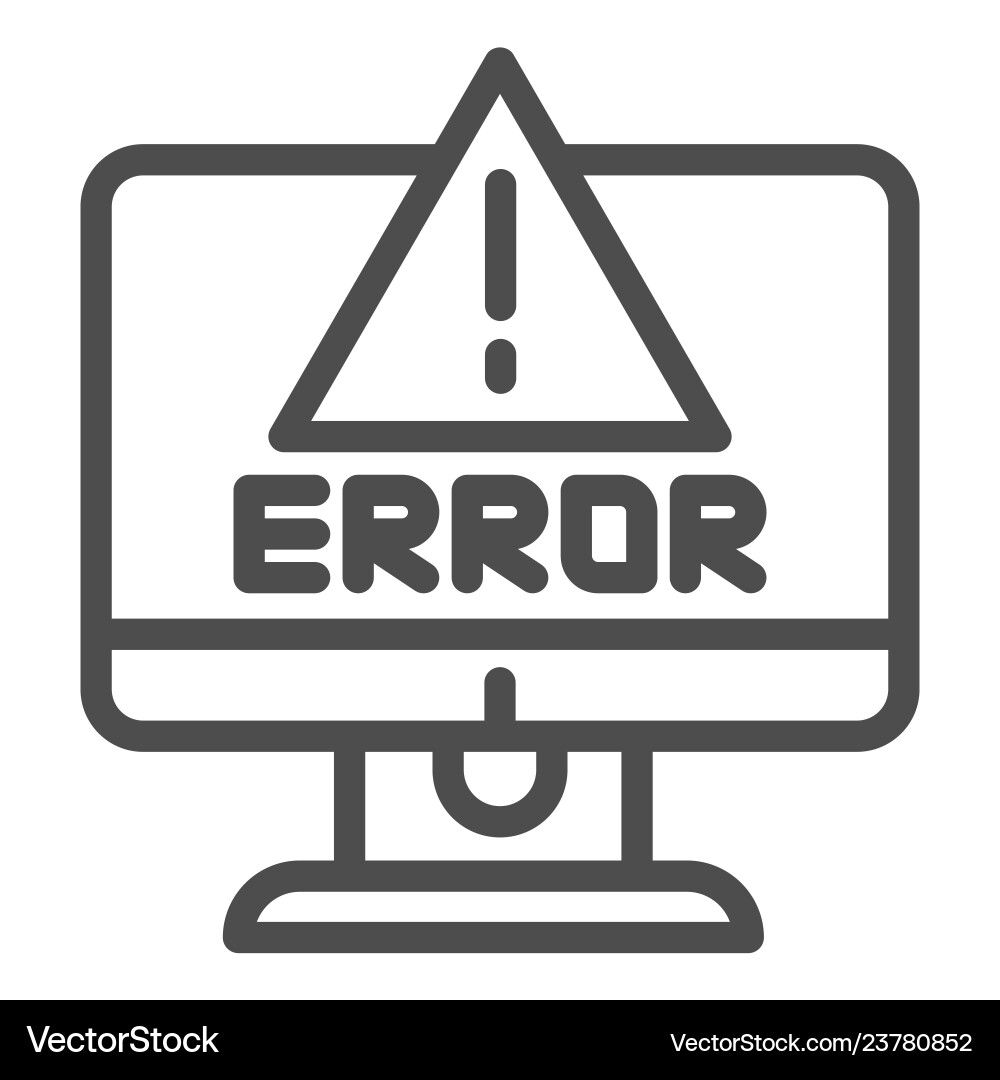 Alert on computer line icon error vector image