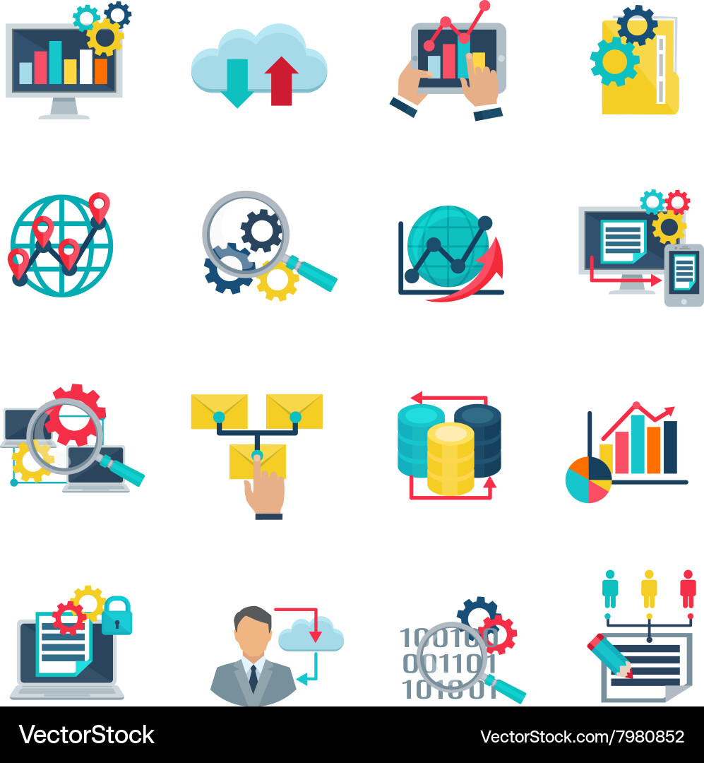 Big Data & Analytics Icons vector image