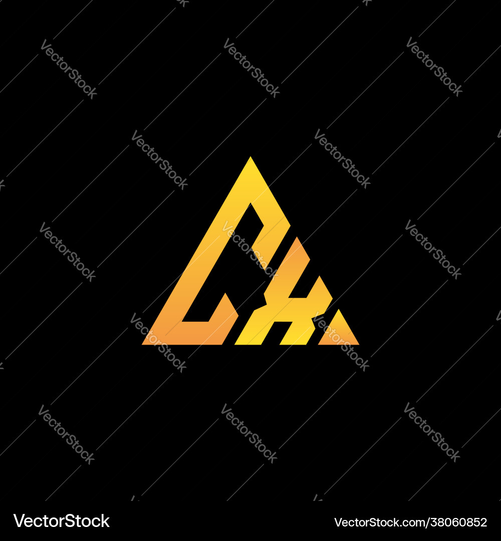 C x monogram initial logo with a yellow triangle C x monogram initial logo with a yellow triangle vector image