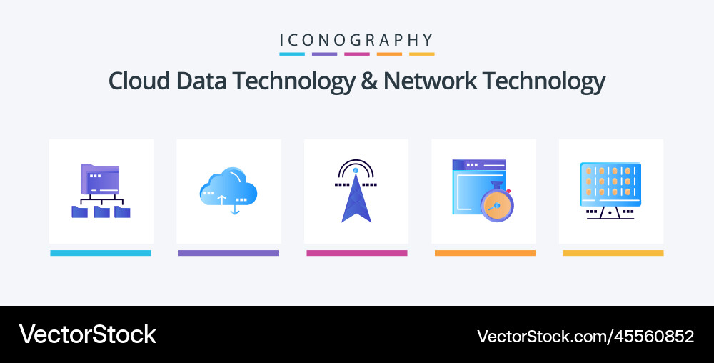 Cloud data technology and network flat vector image