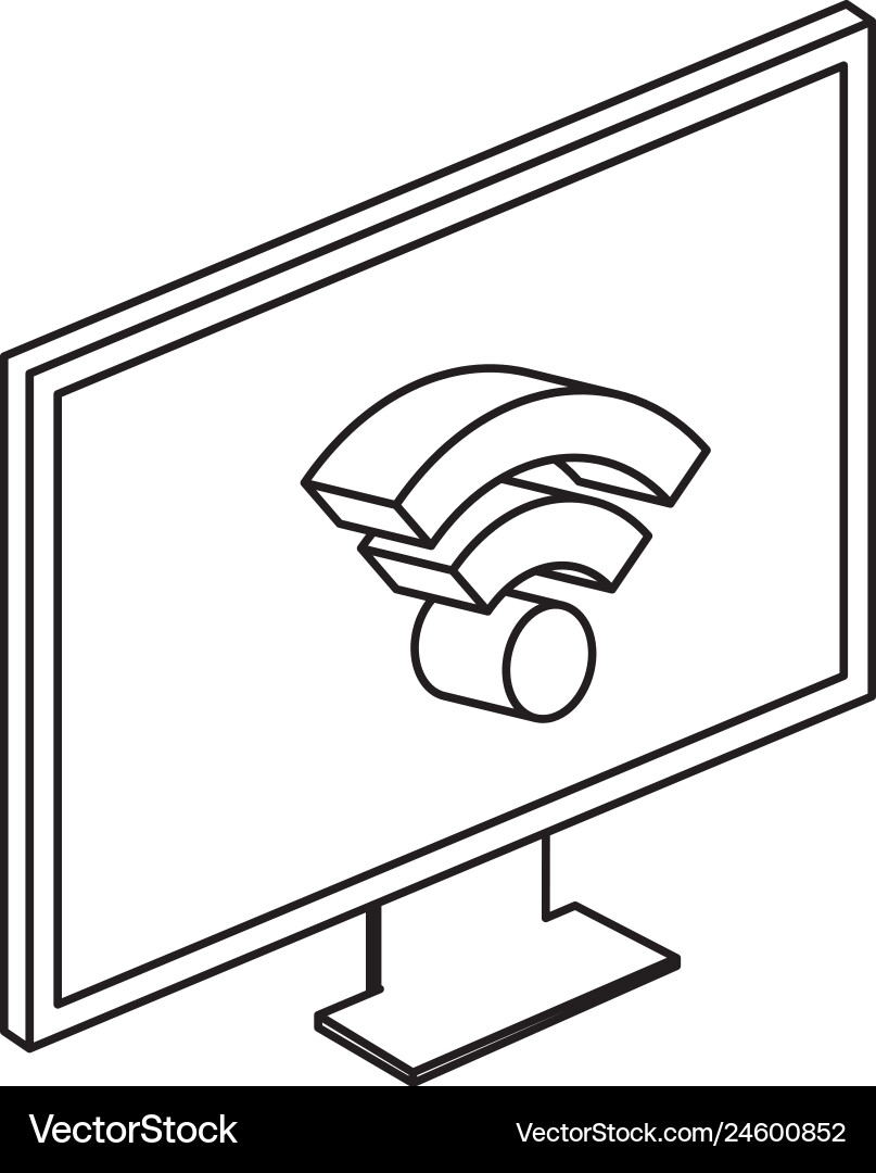 Computer display with wifi signal isometric Vector Image