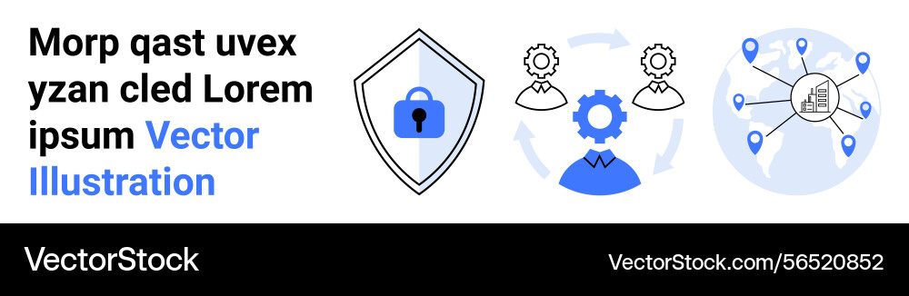 Cybersecurity gear automation and global network Cybersecurity gear automation and global network vector image