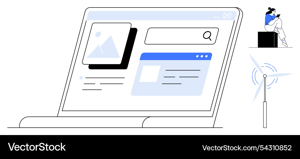 Digital content creation represented with laptop Vector Image