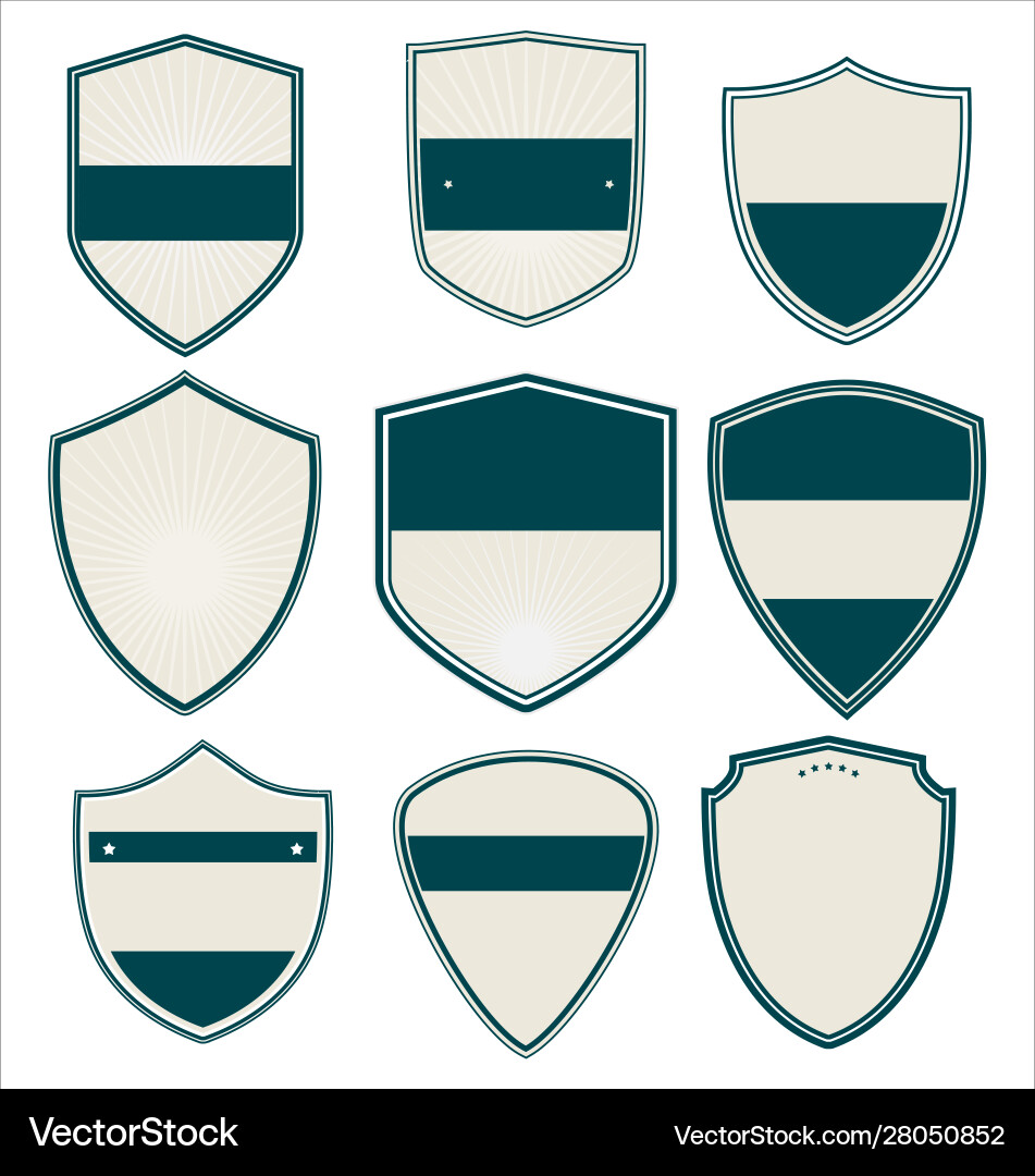 Empty retro shield collection Royalty Free Vector Image