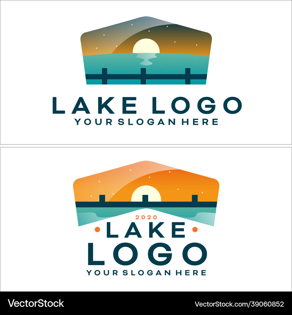 Environmental with lake moon and star logo design Environmental with lake moon and star logo design vector image