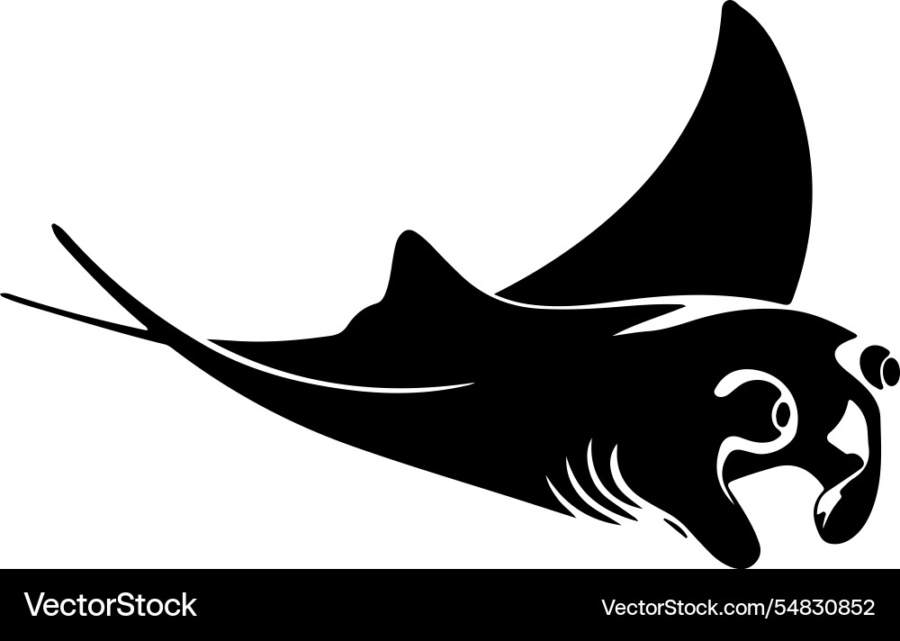 Graceful manta ray silhouette design Royalty Free Vector