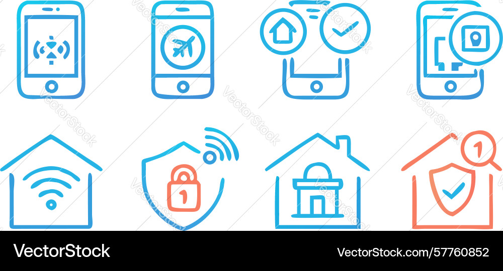 Home automation system mobile control icons vector image