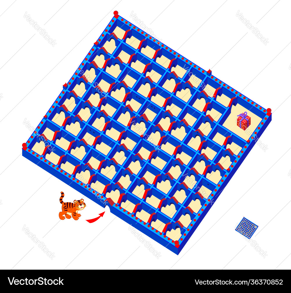 Logic puzzle game with labyrinth for children Vector Image