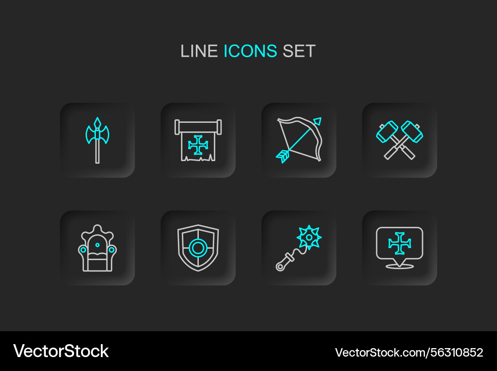 Medieval Crusader Shield & Mace Set Vector Image
