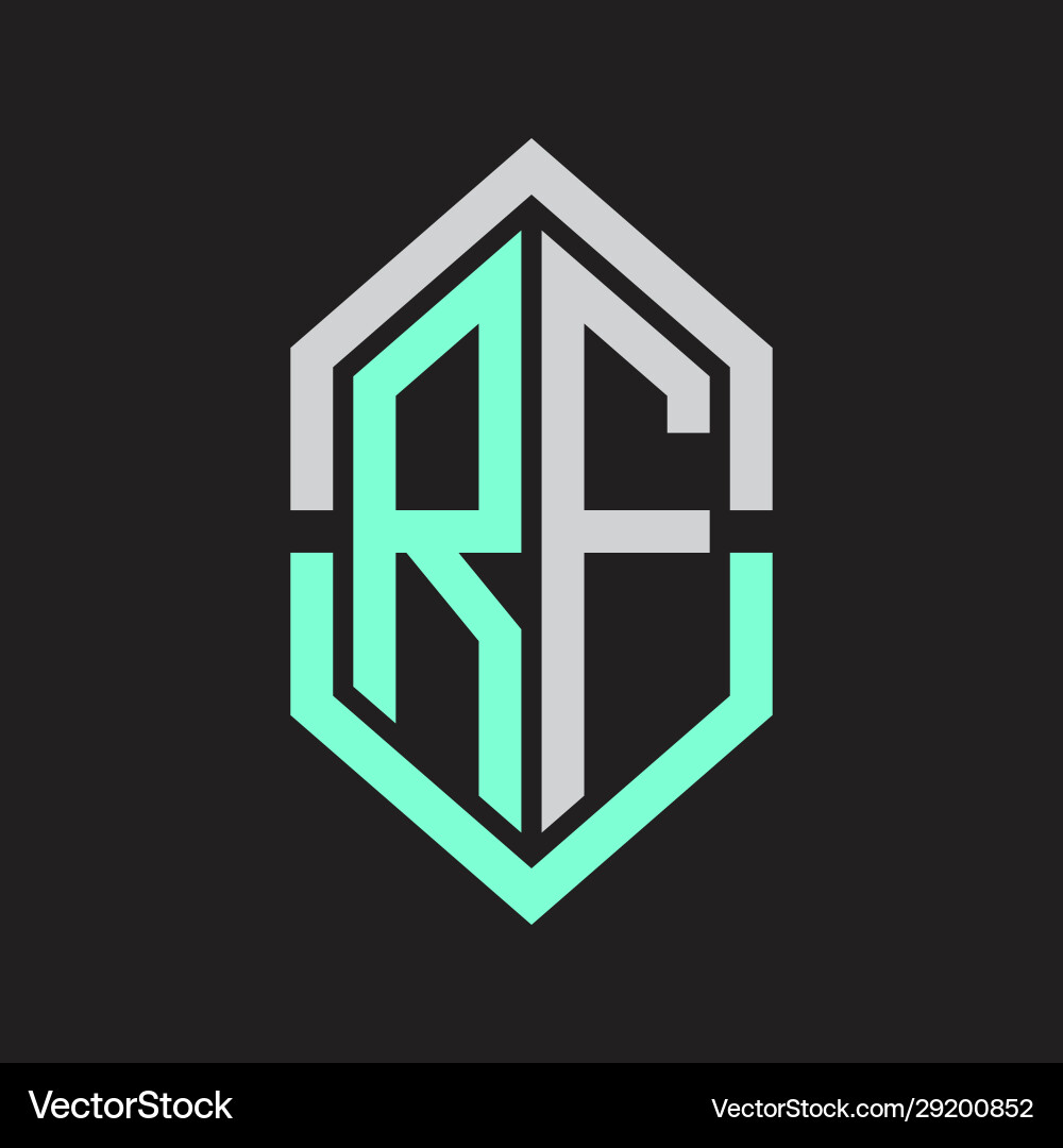 Rf logo monogram with hexagon shape and outline Rf logo monogram with hexagon shape and outline Vector Image