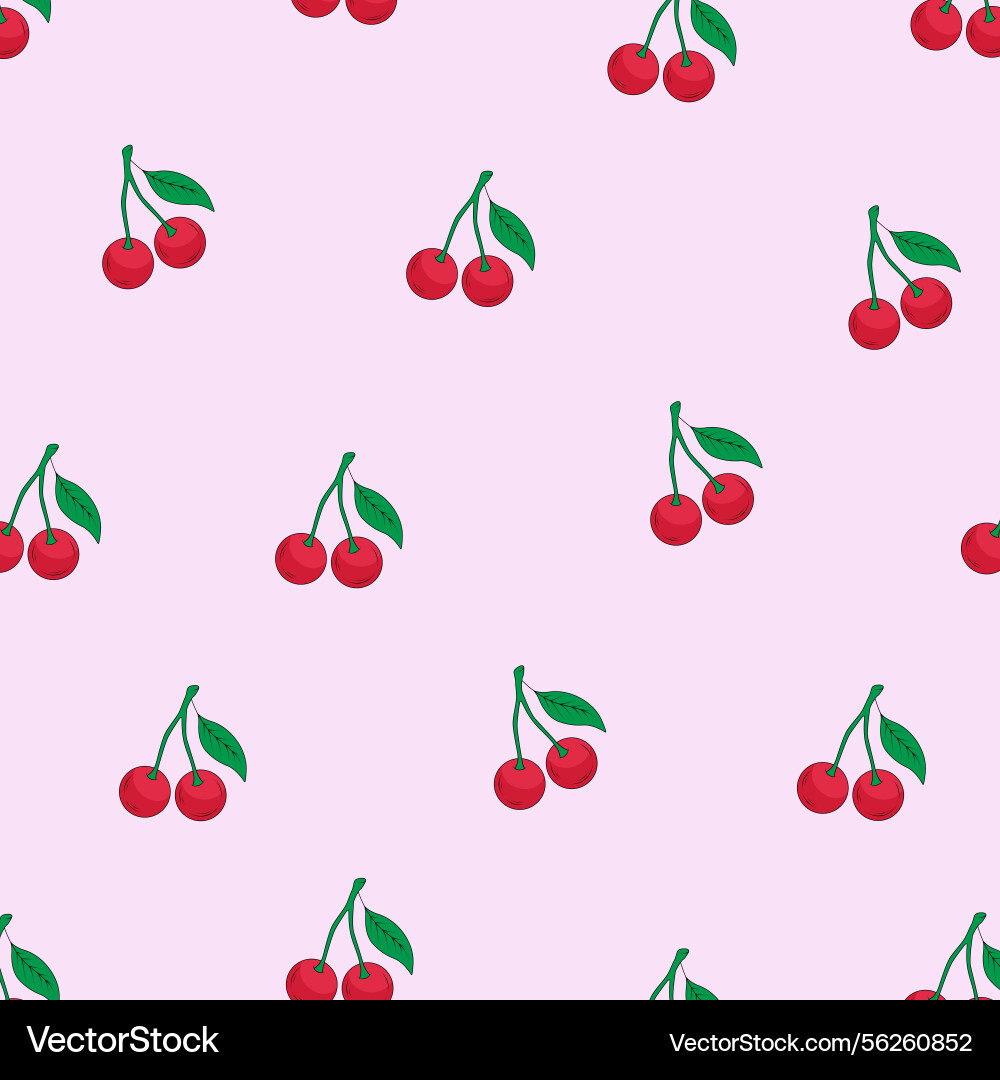 Simple seamless pattern with cherries Simple seamless pattern with cherries Vector Image