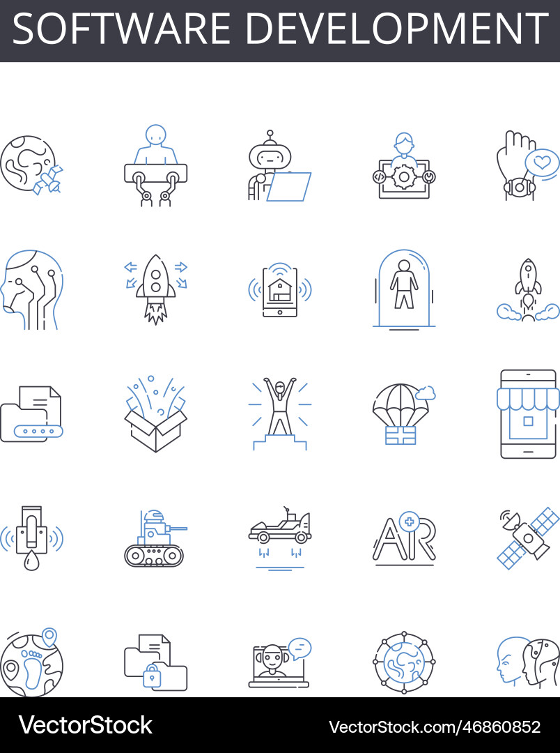 Software development line icons collection Software development line icons collection vector image