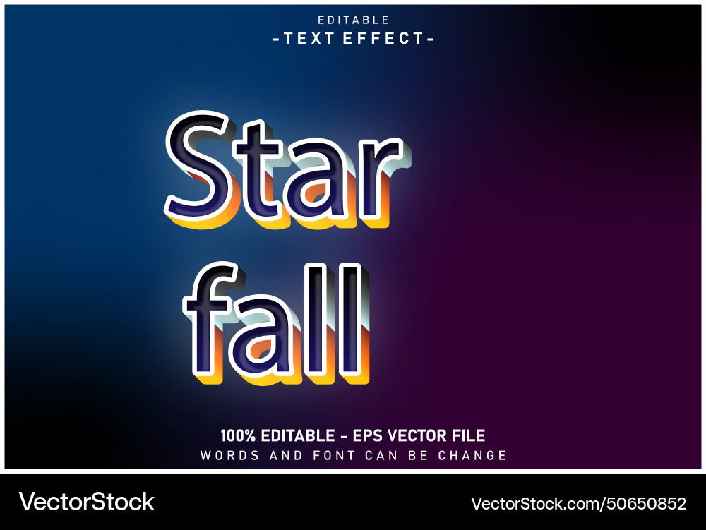 Star fall editable text effect 3 d emboss style Star fall editable text effect 3 d emboss style Vector Image