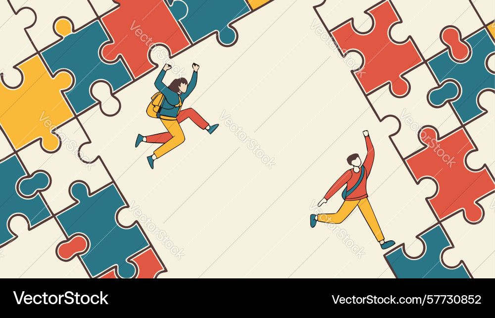 Teamwork problem solving with puzzle pieces Vector Image