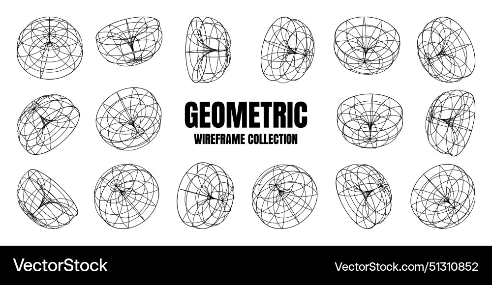 Wireframe lined shapes perspective mesh 3d grid Wireframe lined shapes perspective mesh 3d grid Vector Image