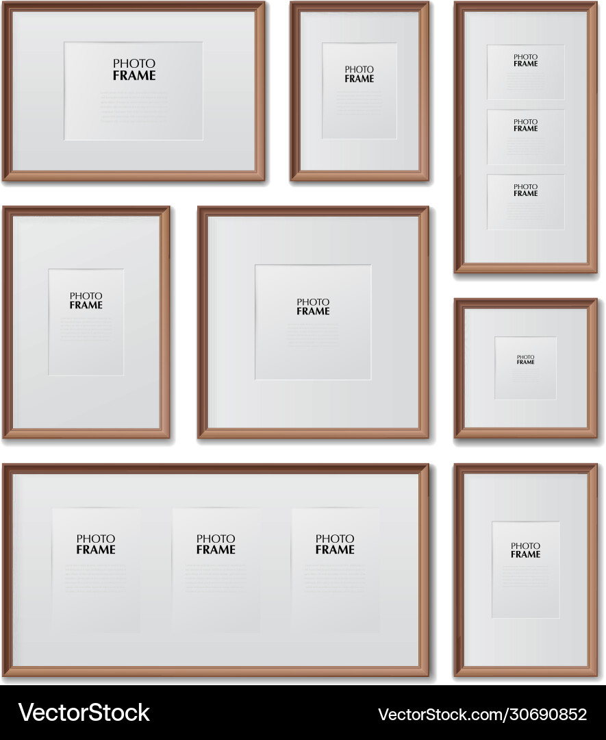 Wooden frames realistic set Royalty Free Vector Image