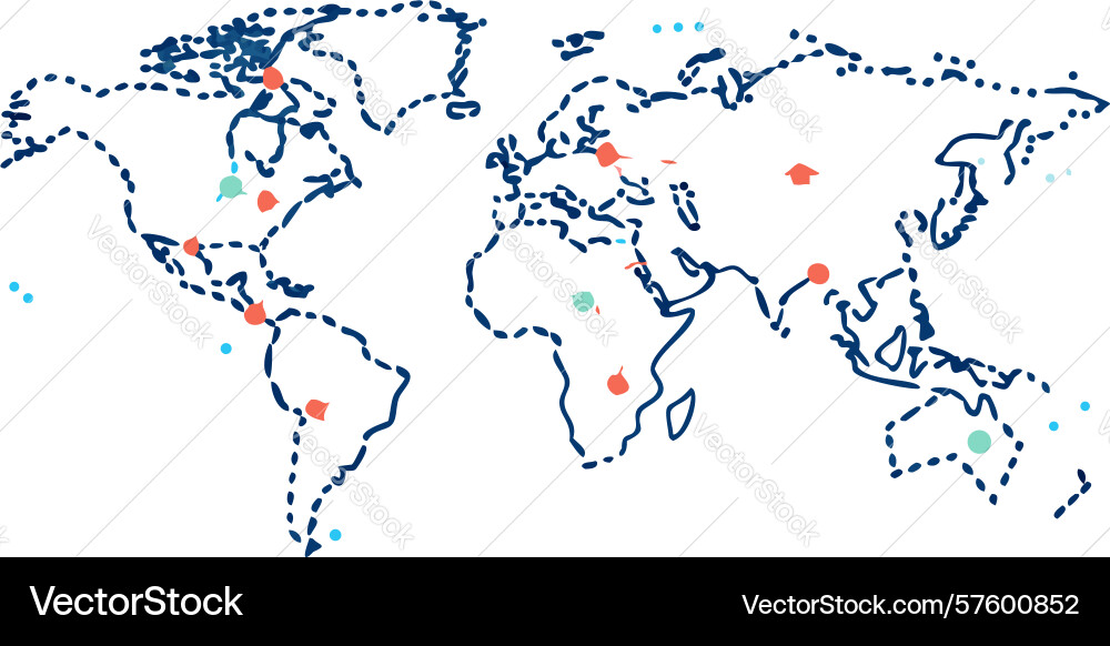 World map with various time zone clocks design vector image