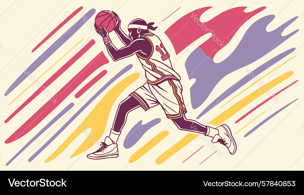 Basketball player with dynamic colorful lines Vector Image