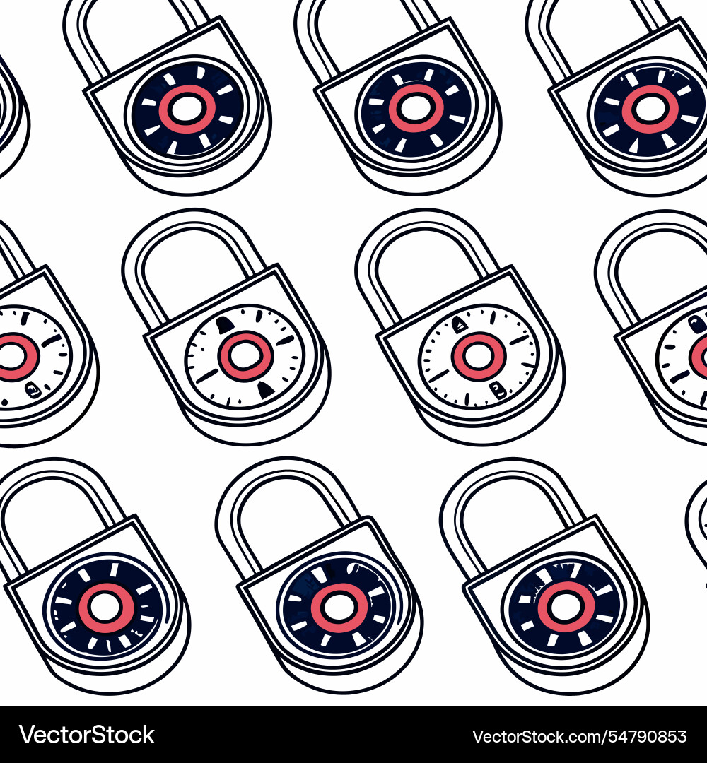 Digital padlocks in seamless grids secure pattern Vector Image