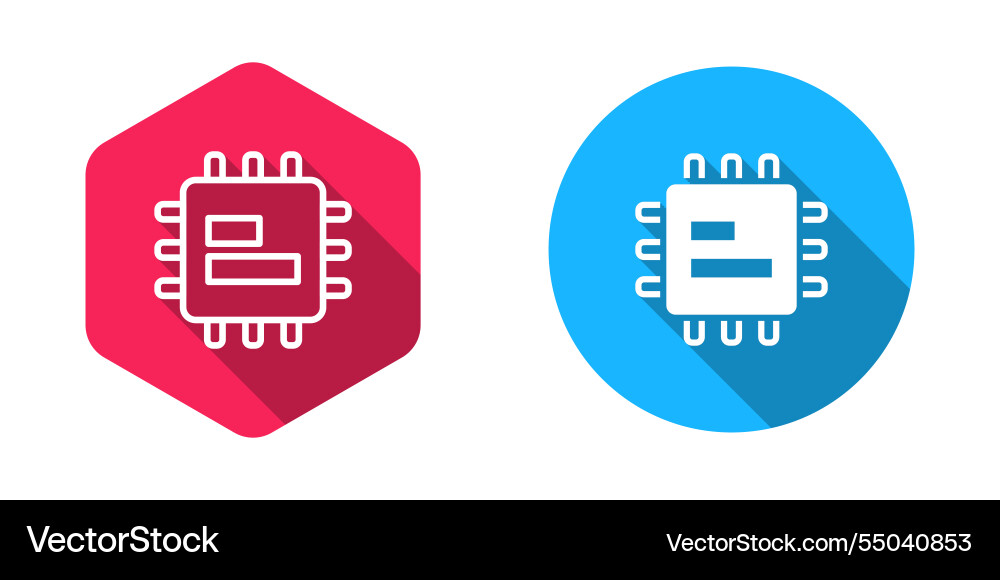 Filled and outline computer processor Filled and outline computer processor vector image