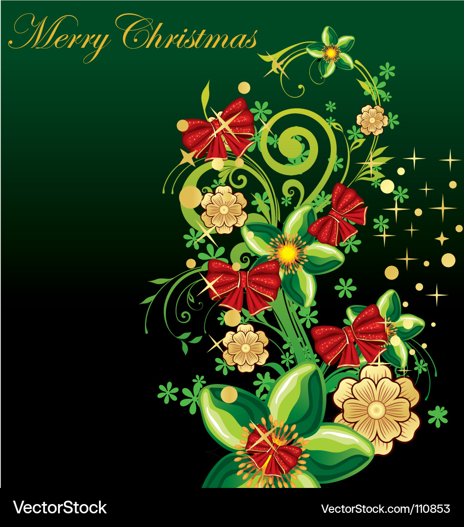 Floral Christmas Swirl Vector Image