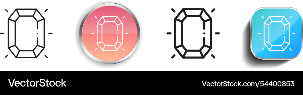 Gem icon thin linear regular and button style Gem icon thin linear regular and button style vector image