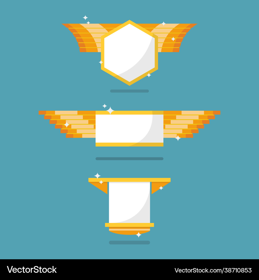Golden badge symbol collection Vector Image