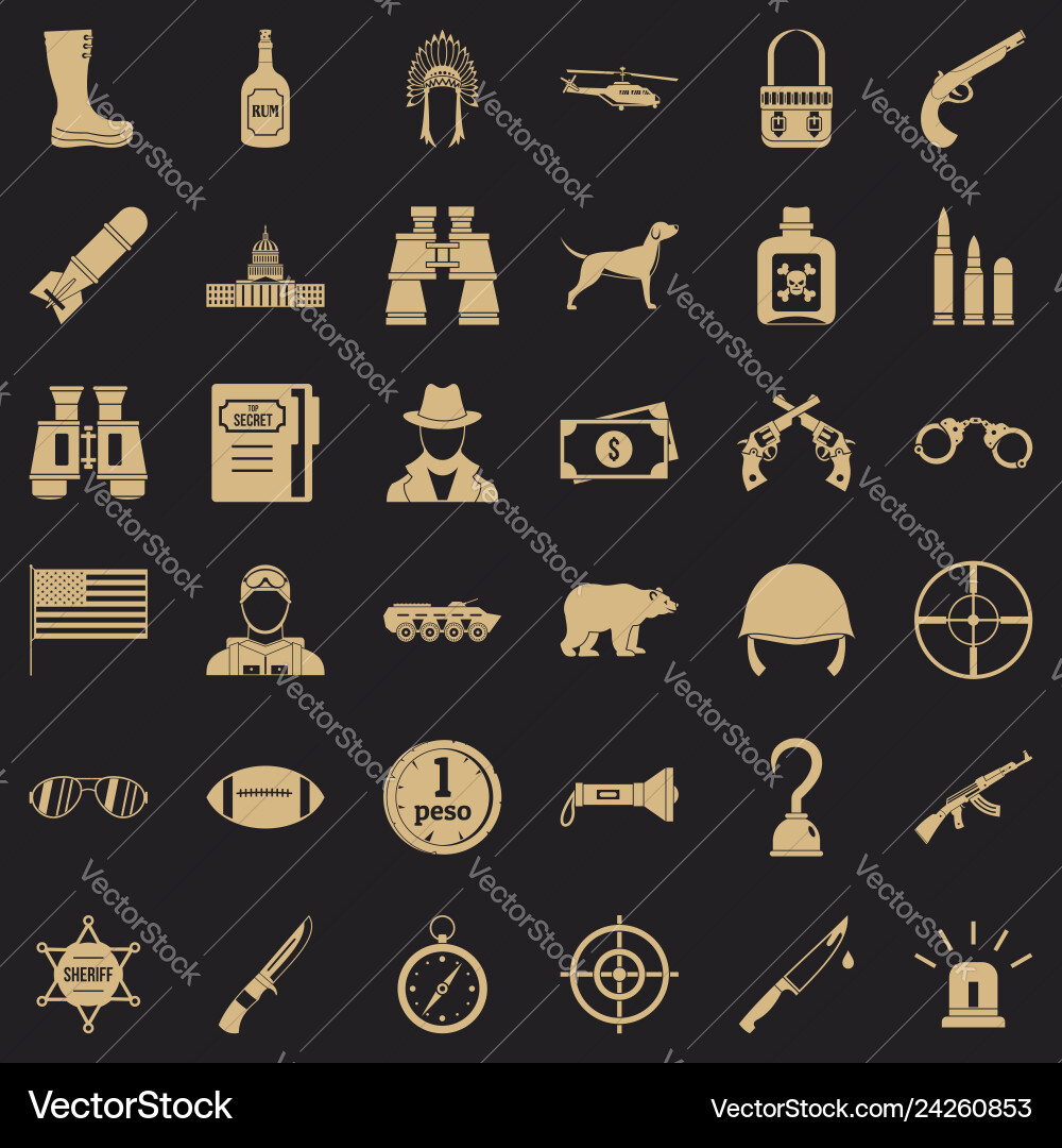 Hunting icons set simple style Vector Image