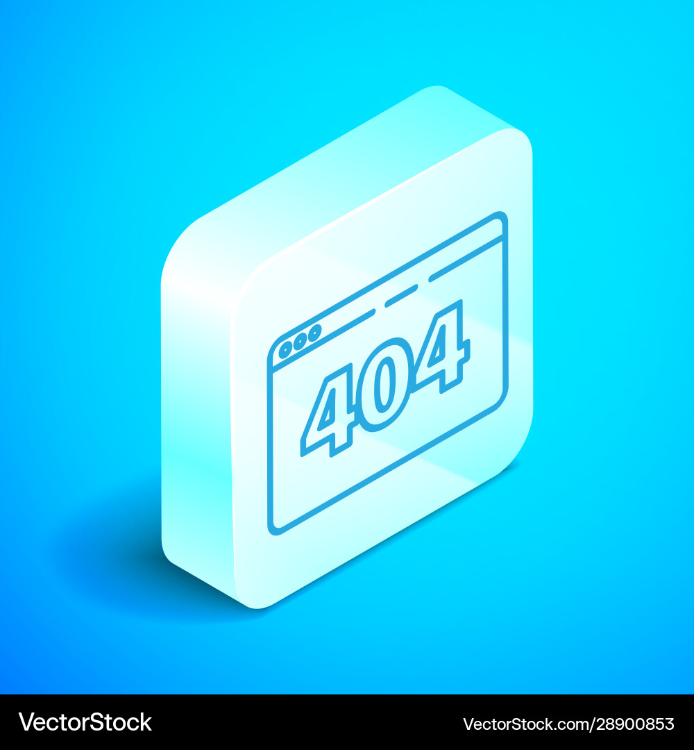 Isometric line page with a 404 error icon Isometric line page with a 404 error icon Vector Image