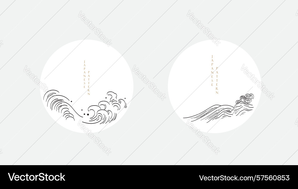 Japanese background with line ocean sea pattern Japanese background with line ocean sea pattern Vector Image