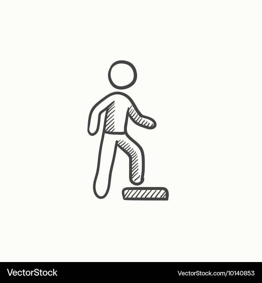 Man doing step exercise sketch icon vector image