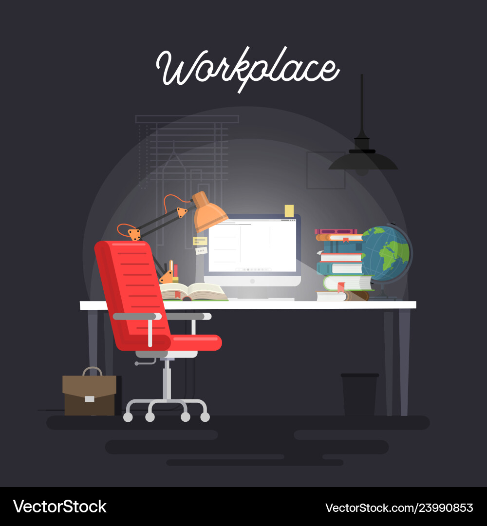 Modern Workspace with Computer vector image