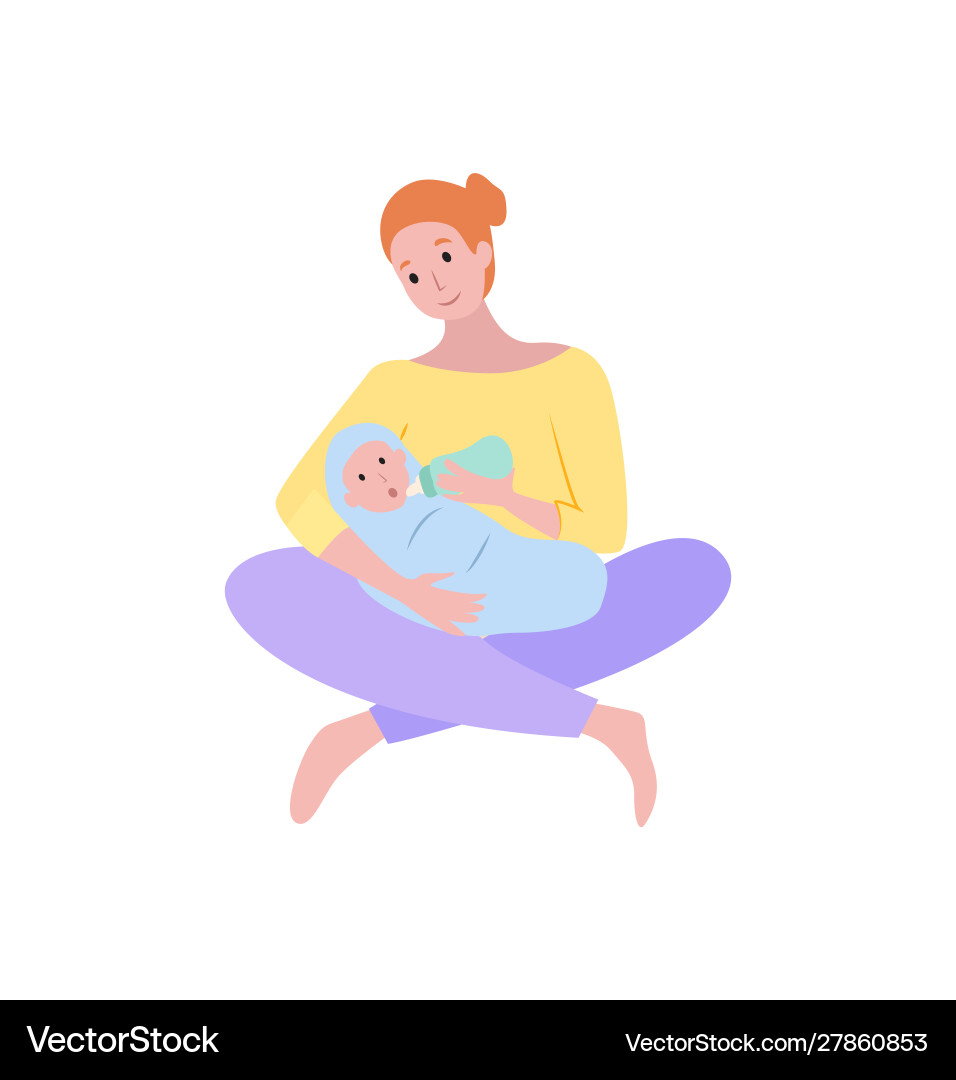 Mutter füttern Baby Frau mit neugeborenem Kind Mutter füttern Baby Frau mit neugeborenem Kind vektorbild