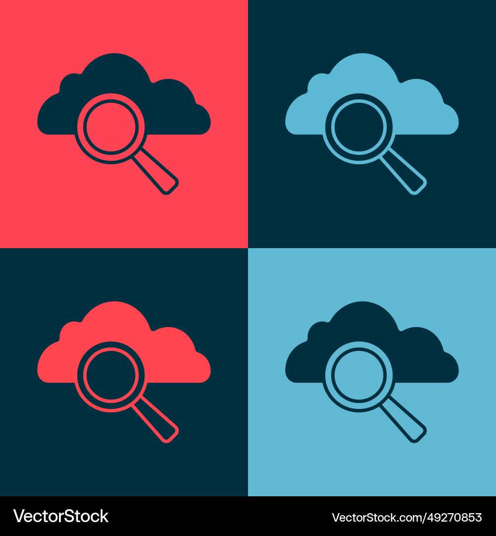 Pop art search cloud computing icon isolated vector image