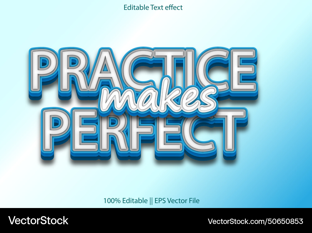 Practice makes perfect editable text effect Vector Image