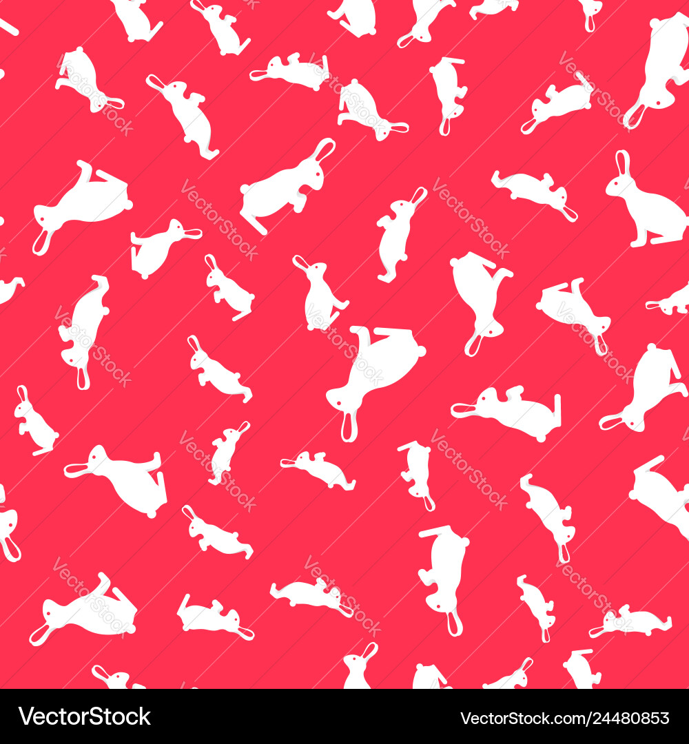 Seamless pattern easter rabbit in different poses Vector Image